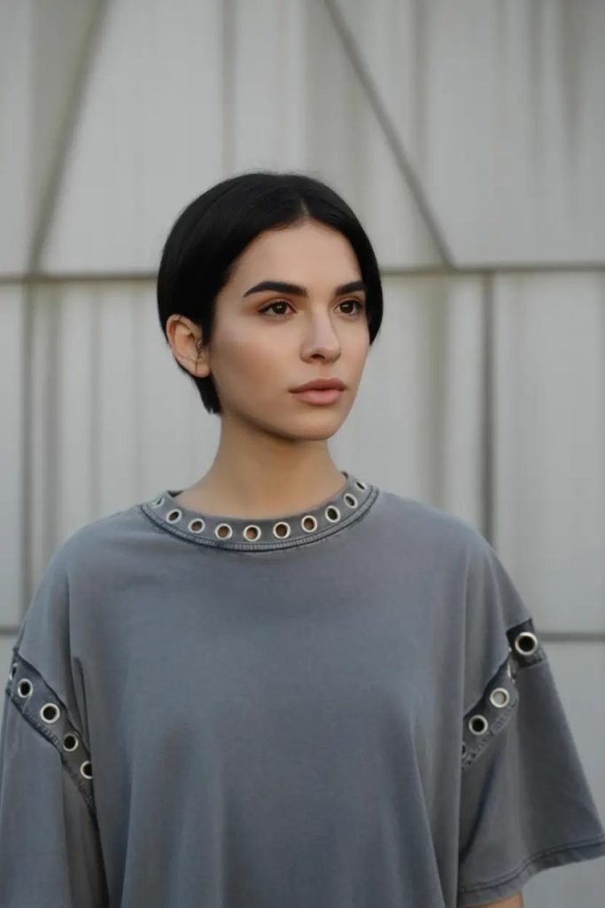 Structured Jet Black Tuck-Behind Crop