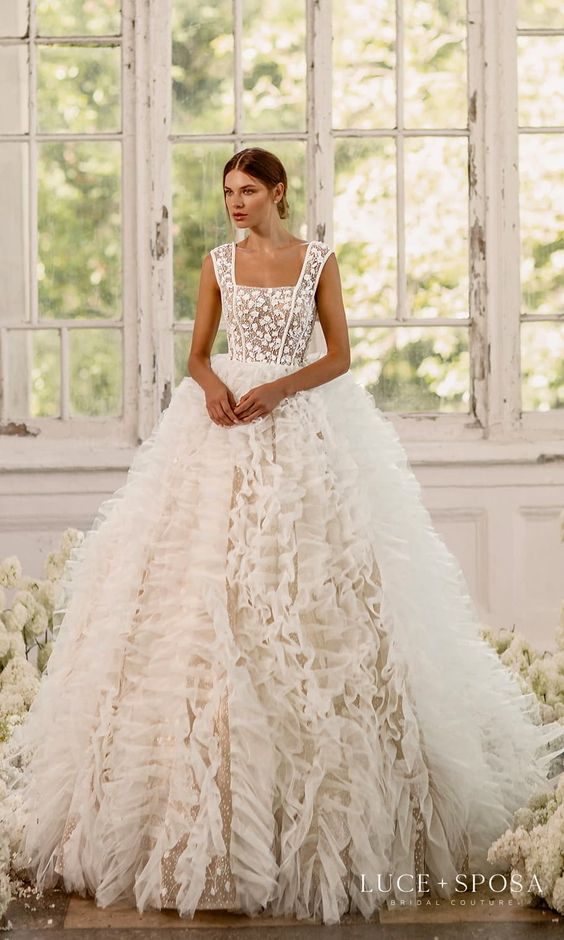 Textured Majesty Ruffles and Embroidery