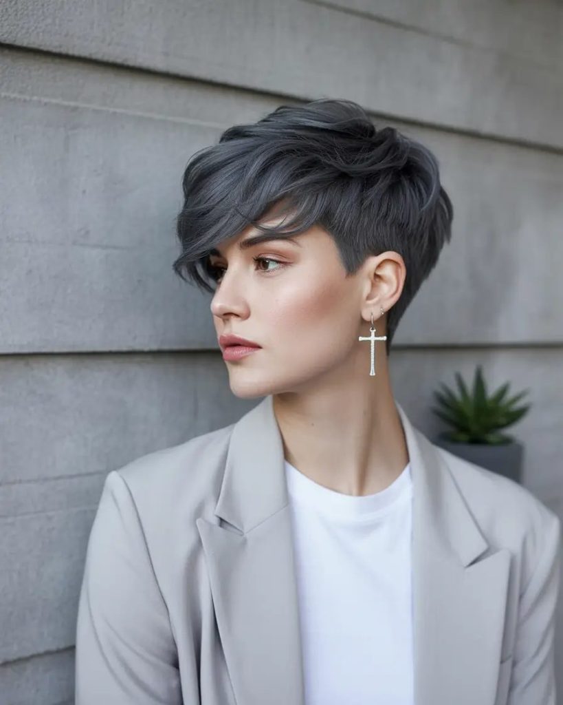 Textured Pixie with Ash Gray Coolness