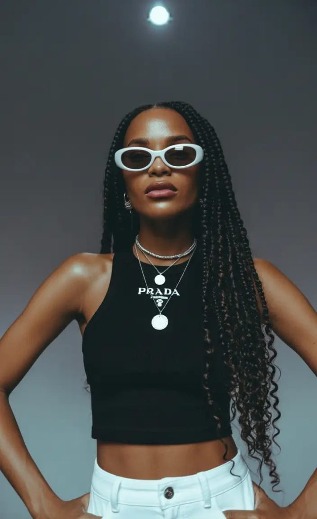 Twist Braids with Spiral Ends and High-Fashion Vibes
