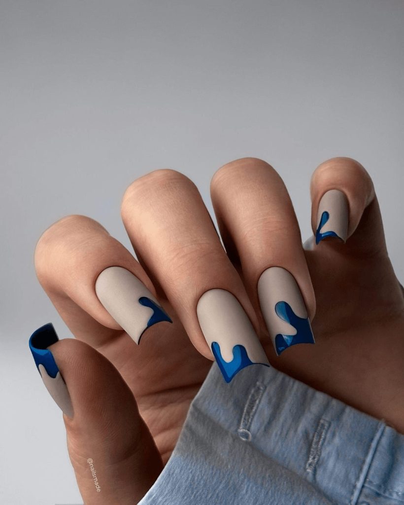 Abstract Blue on Matte Nude