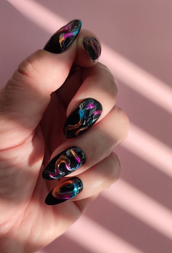 Aquarius Aura Nails Stylish Zodiac Colors