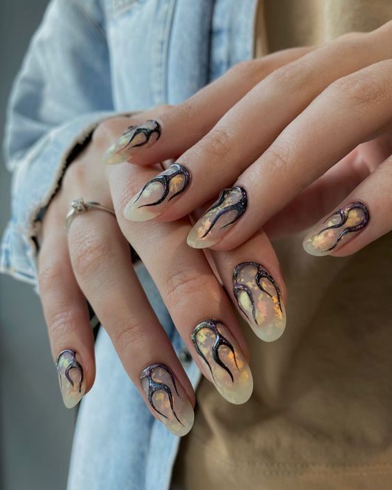 Aquarius Aura Nails Stylish Zodiac Colors