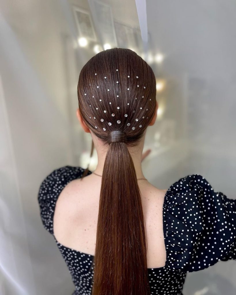 Bejeweled and Beautiful The Studded Ponytail