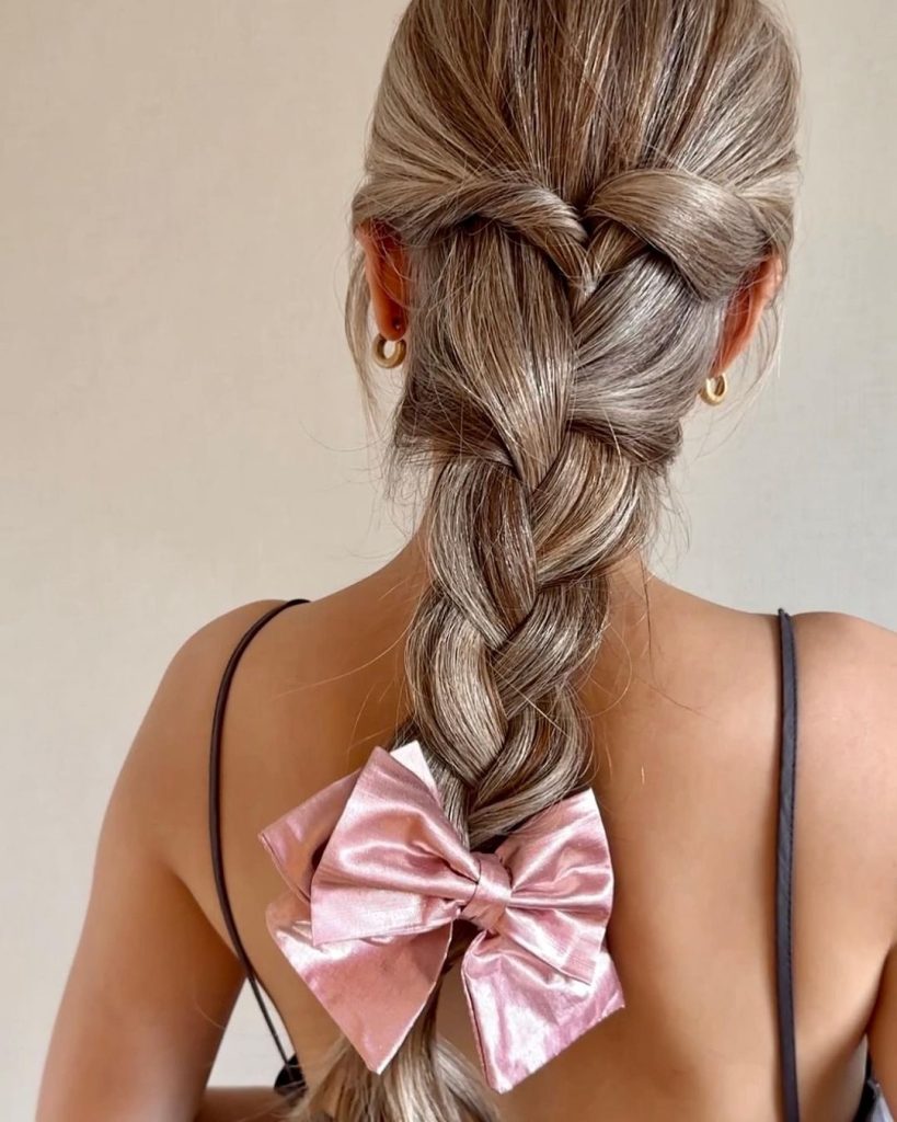 Classic Fishtail Braid with Satin Bow