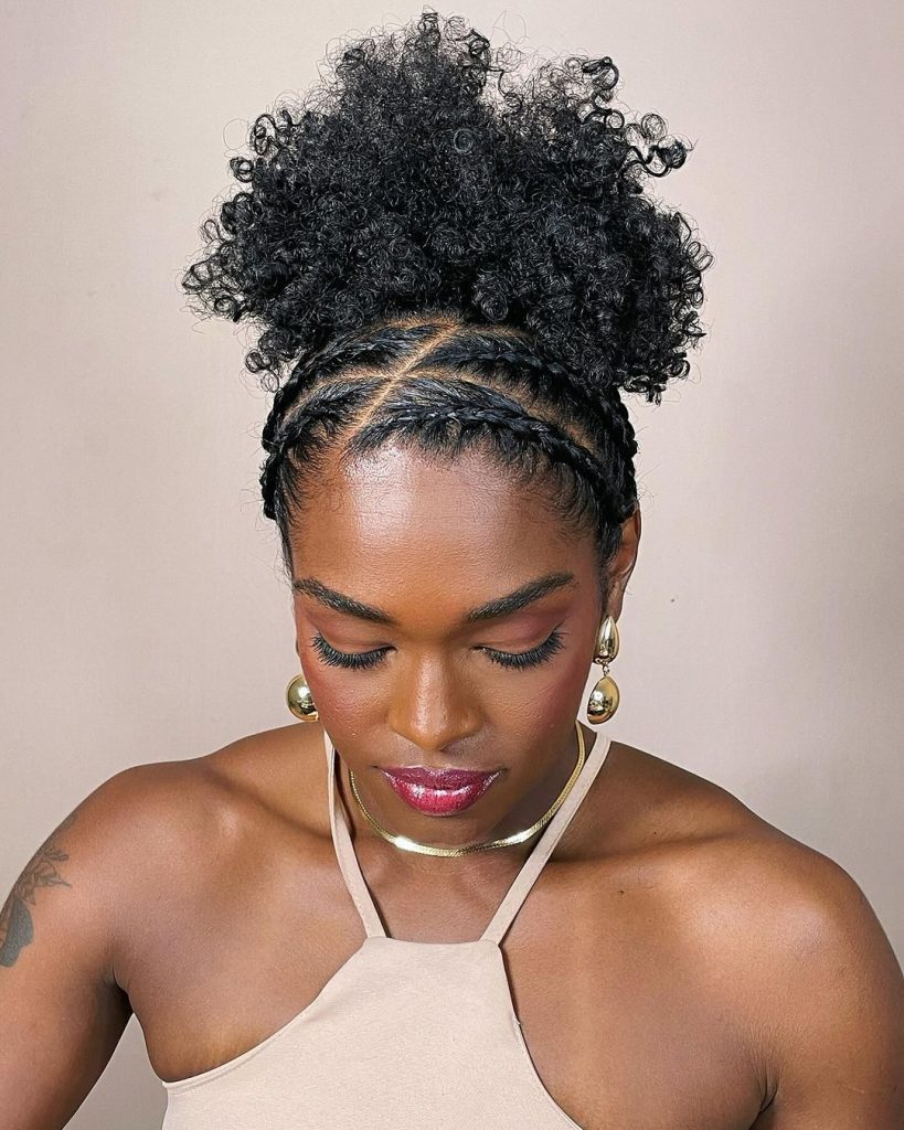 Curly Puff with Braided Headband