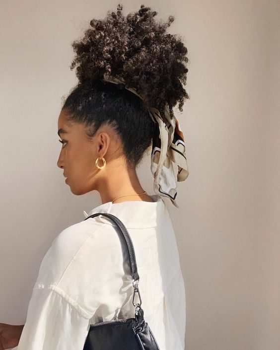 Curly Updo with a Scarf