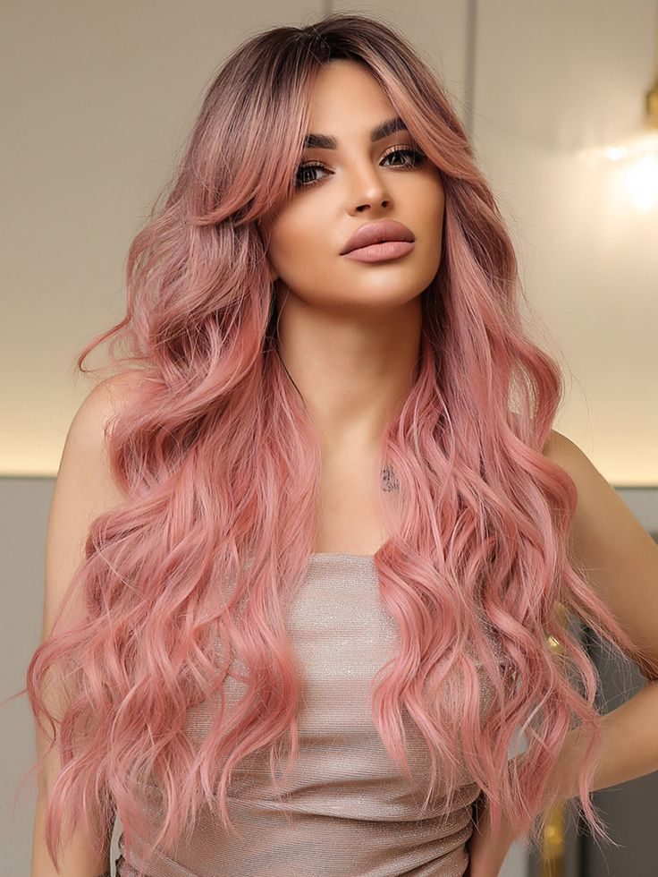Dusty Rose Balayage for the Bold Brunette