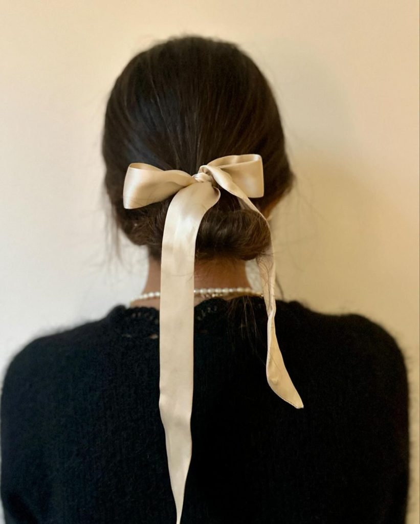 Elegant Low Bun with Satin Ribbon