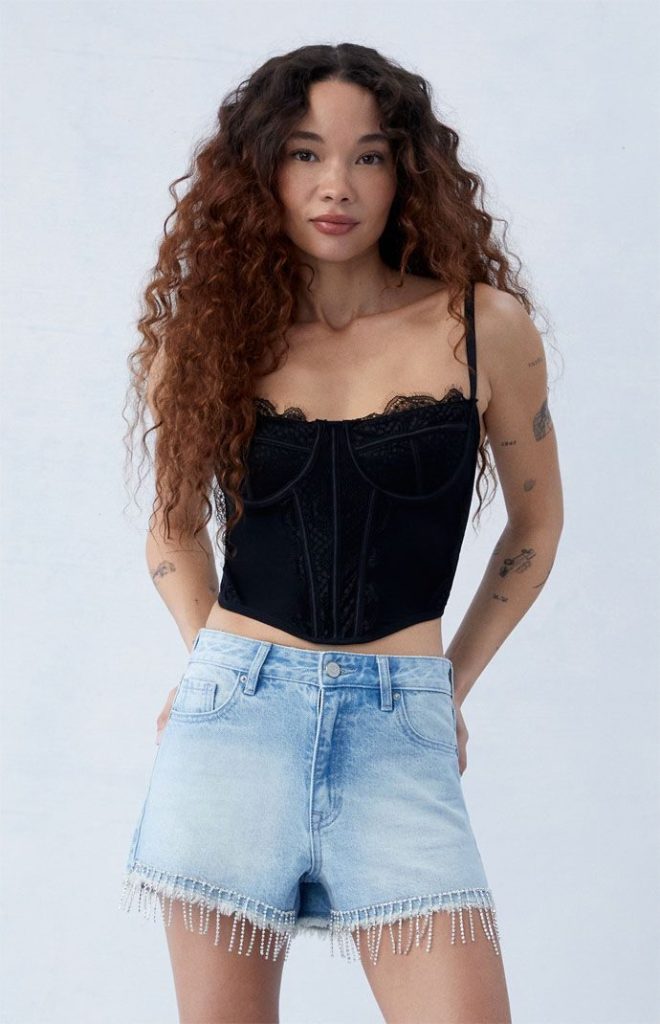 Lacy Black Corset and Light Denim