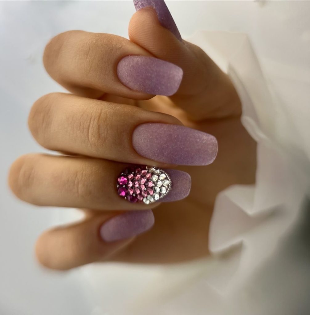 Matte Lavender with a Pop of Bling