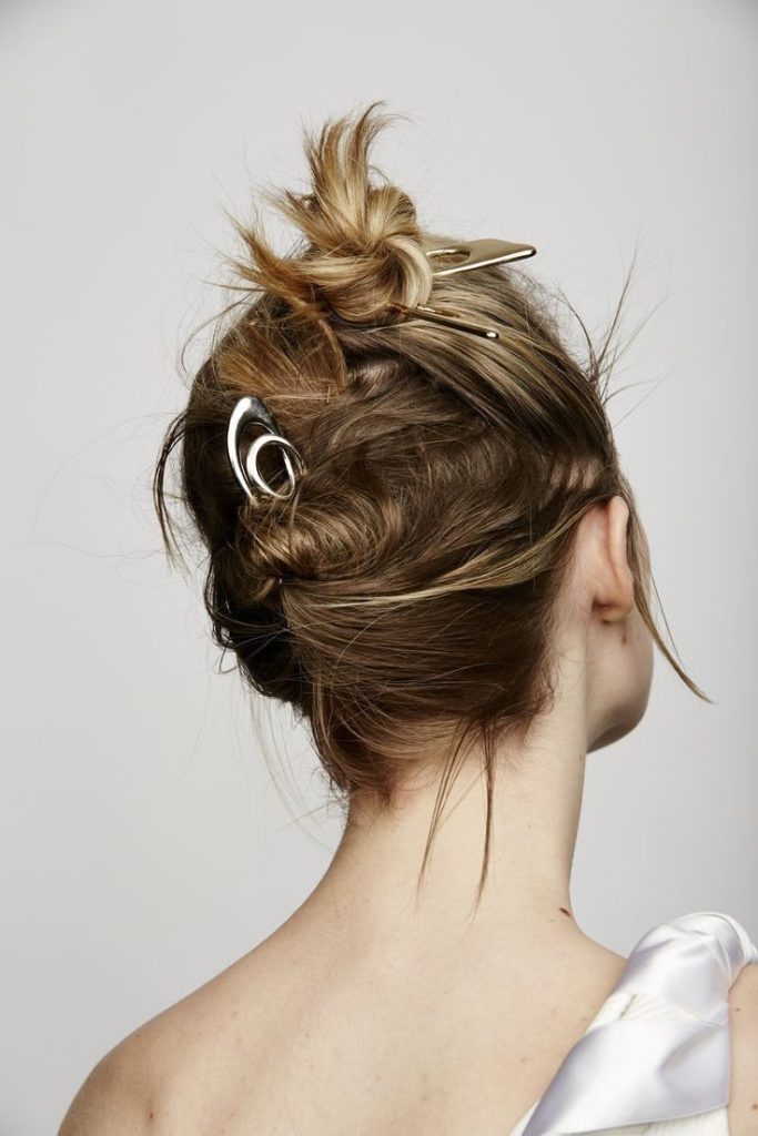 Modern Updo with Metallic Accents