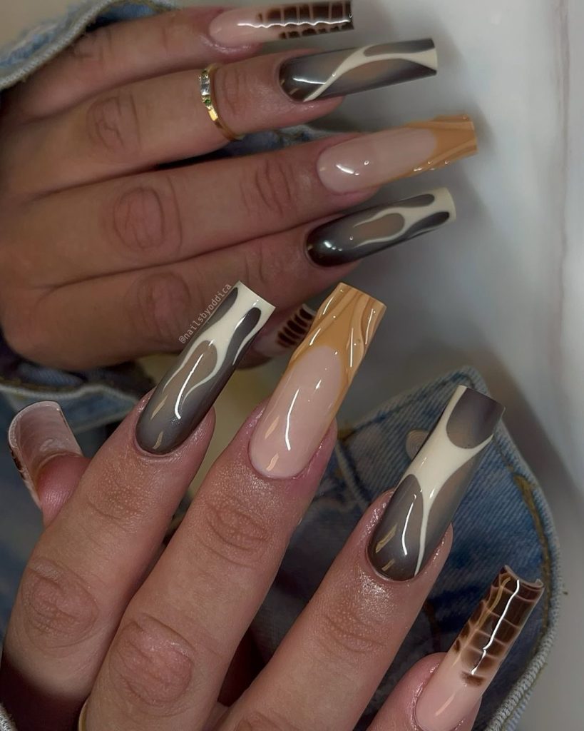 Molten Metal and Coffee Cream Swirls