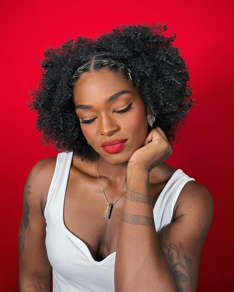 Natural Curls with a Chain Headpiece