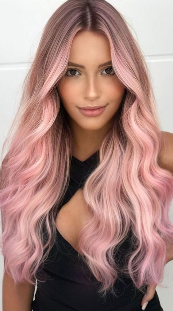 Pastel Pink Ombre for Long, Wavy Locks