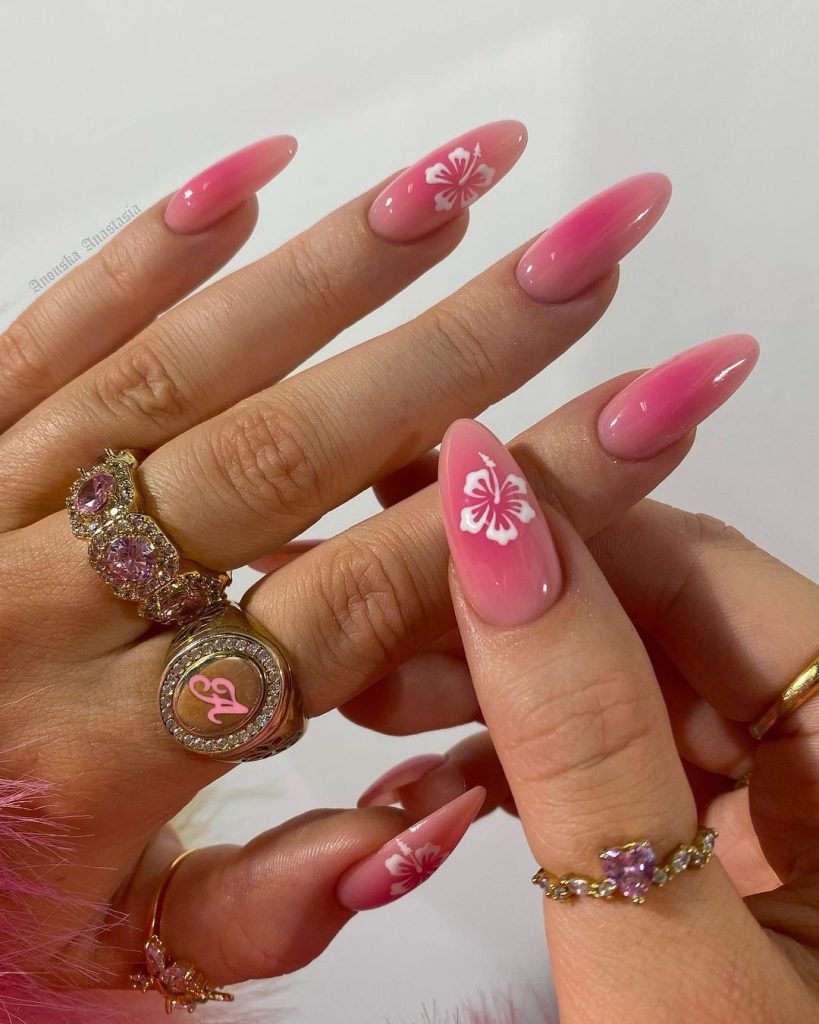 Soft Pink Elegance with Floral Accents