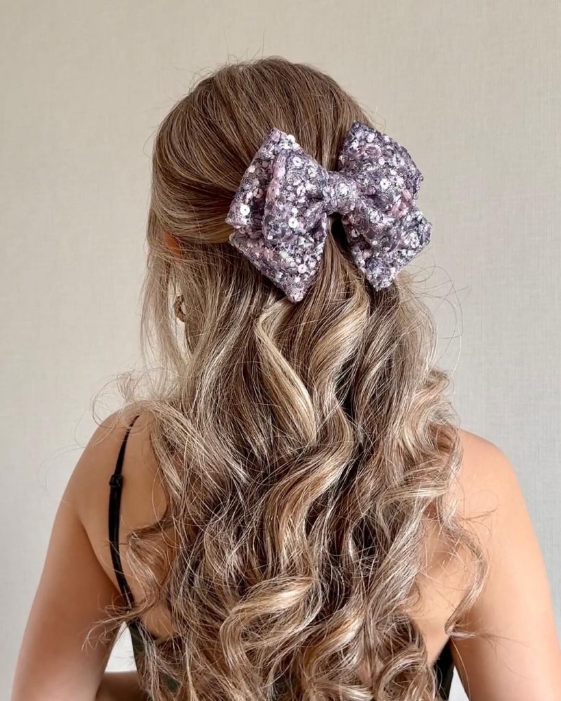 Wavy Locks with a Bold Bow